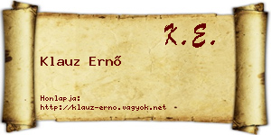 Klauz Ernő névjegykártya